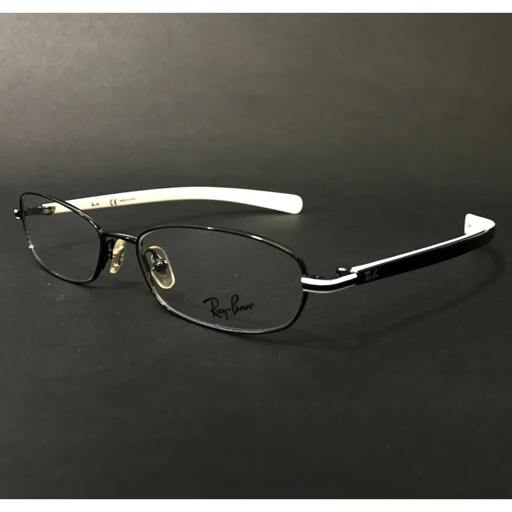 Ray-Ban Eyeglasses Frames RB6107 2558 Black White Cat Eye Wire Rim 51-15-135
